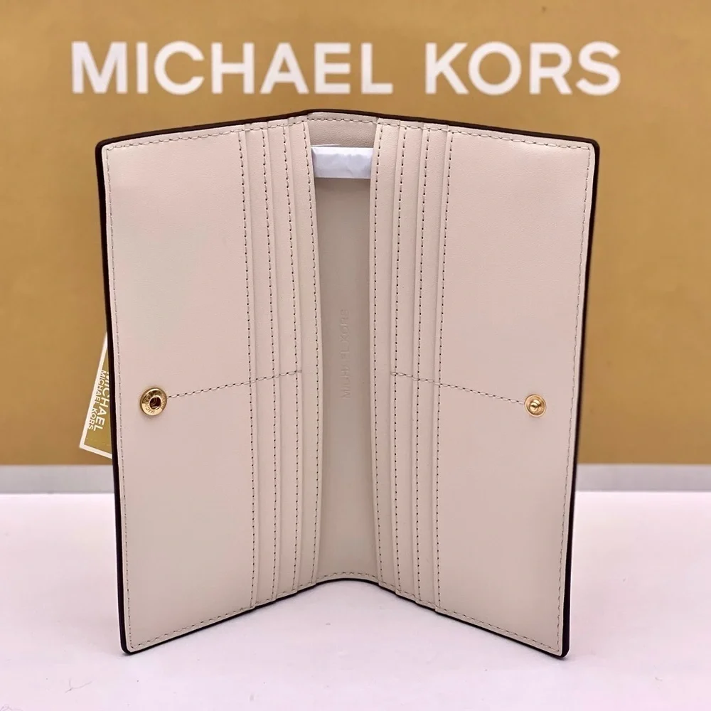 Michael Kors Reed Large Snap Bifold Wallet Light Cream